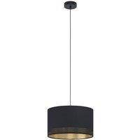 Loops Pendant Ceiling Light Colour Black Shade Black Gold Fabric Bulb E27 1x40W