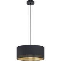 Loops Pendant Ceiling Light Colour Black Shade Black Gold Fabric Bulb E27 3x40W