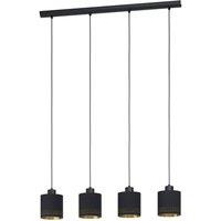 Loops Pendant Ceiling Light Colour Black Shade Black Gold Fabric Bulb E27 4x28W