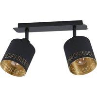Loops Flush Ceiling Light Colour Black Shade Black Gold Fabric Bulb E27 2x28W