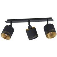 Loops Flush Ceiling Light Colour Black Shade Black Gold Fabric Bulb E27 3x28W