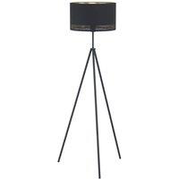 Loops Floor Lamp Light Colour Black Shade Black Inner Gold Outer Fabric Bulb E27 1x40W