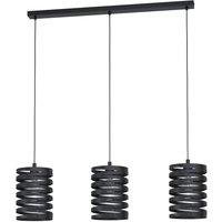 Loops Pendant Ceiling 3 Bulb Light Colour Black Shade Slim Black Spiral Bulb E27 3x40W
