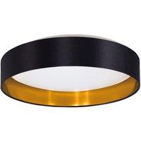 Loops Flush Ceiling Light Colour White Shade Black Gold Fabric Bulb LED 24W Included