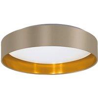 Loops Flush Ceiling Light Colour White Shade Taupe Gold Fabric Bulb LED 24W Included