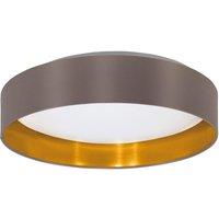 Loops Flush Ceiling Light Colour White Shade Cappuccino Gold Fabric Bulb LED 24W