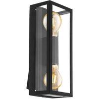 Loops IP44 Outdoor Wall Light Black & Square Glass shade 2x 60W E27 Bulb Porch Lamp