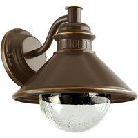 Loops IP44 Outdoor Wall Light Brown & Copper Steel Shade 1 x 40W E27 Bulb