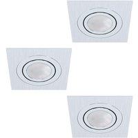Loops 3 PACK Flush Ceiling Downlight Brushed Aluminium Square 3 x 5W GU10 Bulb
