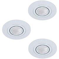 Loops 3 PACK Flush Ceiling Downlight Brushed Aluminium Round 3 x 5W GU10 Bulb