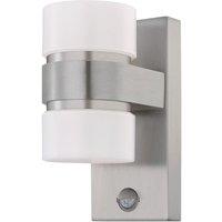 Loops IP44 Outdoor Wall Light & PIR Sensor Stainless Steel & Silver 6W Built in LED in Metallics