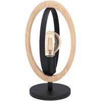 Loops Table Lamp Desk Light Black Steel & Wood Ring Loop Shade 1 x 40W E27 Bulb