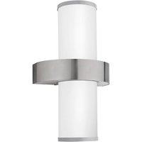 Loops IP44 Outdoor Wall Light Stainless Steel & Silver 2 x 60W E27 Lamp Bulb in Metallics