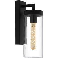 Loops IP44 Outdoor Wall Light Black & Clear Glass shade 1x 60W E27 Bulb Porch Lamp