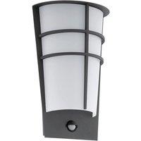 Loops IP44 Outdoor Wall Light & PIR Sensor Anthracite Steel 2.5W Built in LED in Metallics