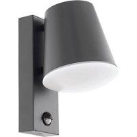 Loops IP44 Outdoor Wall Light & PIR Sensor Anthracite Steel 1 x 10W E27 Bulb in Metallics