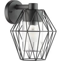 Loops IP44 Outdoor Wall Light Black Wire Cage Shade 1 x 60W E27 Bulb Porch Lamp