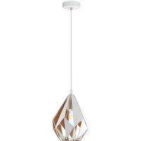 Loops Hanging Ceiling Pendant Light White & Gold Geometric 1x 60W E27 Feature Lamp