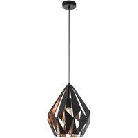 Loops Hanging Ceiling Pendant Light Black & Copper Geometric 1x 60W E27 Feature Lamp