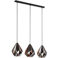 Loops Hanging Ceiling Pendant Light Black Copper Geometric 3x 60W E27 Kitchen Island