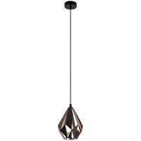 Loops Hanging Ceiling Pendant Light Black / Copper Geometric 1x 60W E27 Feature Lamp