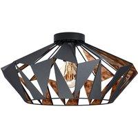 Loops Semi Flush Ceiling Light Black & Copper Geometric Shade 1 x 60W E27 Bulb