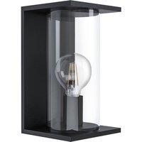 Loops IP54 Outdoor Wall Light Black Round Glass Lantern 1x 40W E27 Bulb Porch Lamp