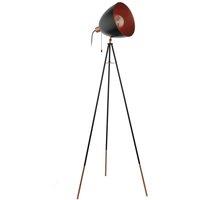 Loops Tripod Floor Lamp Light Black & Copper Shade 1 x 60W E27 Bulb Standard
