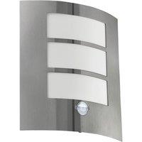 Loops IP44 Outdoor Wall Light & PIR Motion Sensor Stainless Steel 1x 60W E27 Bulb in Metallics