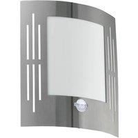 Loops IP44 Outdoor Wall Light & PIR Motion Sensor Stainless Steel 1 x 60W E27 Bulb in Metallics