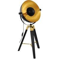 Loops Table Lamp Desk Light Black & Brass & Gold Wood & Steel 1 x 60W E27 Bulb