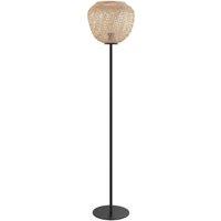 Loops Standing Floor Lamp Light Black & Wicker 1 x 40W E27 Bulb Tall Living Room
