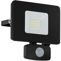 Loops IP44 Outdoor Flood Light & PIR Sensor Black Aluminium 20W Built in LED