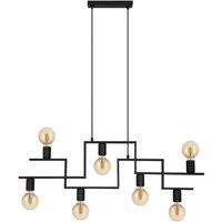 Loops Hanging Ceiling Pendant Light Black Industrial 7x E27 Multi Lamp Table Feature