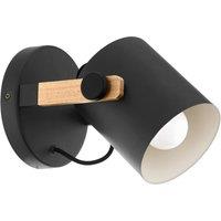 Loops LED Wall Light / Sconce Wood / Adjustable Black & Creme Shade 1 x 28W E27 Bulb
