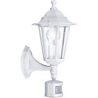 Loops IP44 Outdoor Wall Light & PIR Sensor White Aluminium Lantern 1x 60W E27 Bulb