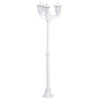 Loops IP44 Outdoor Bollard Light White Aluminium Lantern 3 Arm 60W E27 Bulb Lamp Post