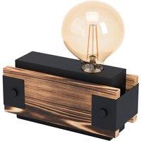 Loops Table Lamp Desk Light Black Steel & Wood Bedside Box 1 x 16W E27 Bulb