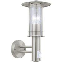Loops IP44 Outdoor Wall Light & PIR Sensor Stainless Steel Lantern 1x 60W E27 Bulb in Metallics