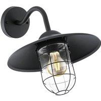 Loops IP44 Outdoor Wall Light Black Cage Fisherman Shade 1 x 60W E27 Bulb Porch Lamp