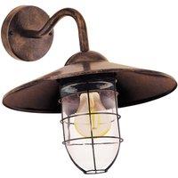 Loops IP44 Outdoor Wall Light Antique Copper Shade Fisherman Lamp 1 x 60W E27 Bulb