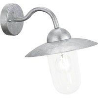Loops IP44 Outdoor Wall Light Zinc Plated Steel 1 x 60W E27 Bulb Porch Lamp in Metallics