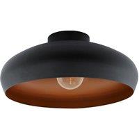 Loops Semi Flush Ceiling Light Black & Copper Round Shade 1 x 60W E27 Bulb Feature