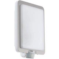 Loops IP44 Outdoor Wall Light & PIR Sensor Stainless Steel Square 1 x 28W E27 Bulb in Metallics