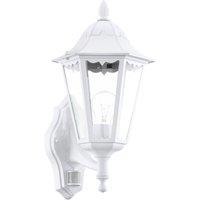 Loops IP44 Outdoor Wall Light & PIR Sensor White Aluminium Lantern 1 x 60W E27 Bulb