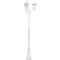 Loops IP44 Outdoor Bollard Light White Aluminium Lantern 3 Arm 60W E27 Tall Lamp Post