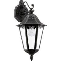 Loops IP44 Outdoor Wall Light Black & Silver Patina Lantern 1 x 60W E27 Bulb