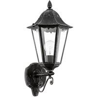 Loops IP44 Outdoor Wall Light Black & Silver Patina Up Lantern 1 x 60W E27 Bulb