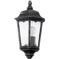Loops IP44 Outdoor Wall Light Black & Silver Patina Clear Glass 1 x 60W E27 Bulb