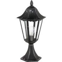 Loops IP44 Outdoor Pedestal Light Black & Silver Patina Lantern 1 x 60W E27 Bulb
